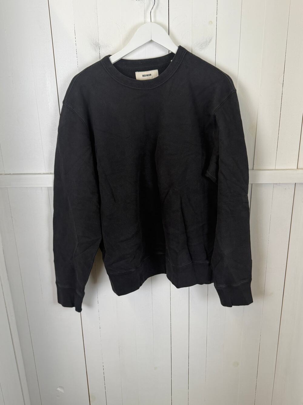 Buck Mason Black Pullover Sweatshirt Men's L NWT 100% Cotton